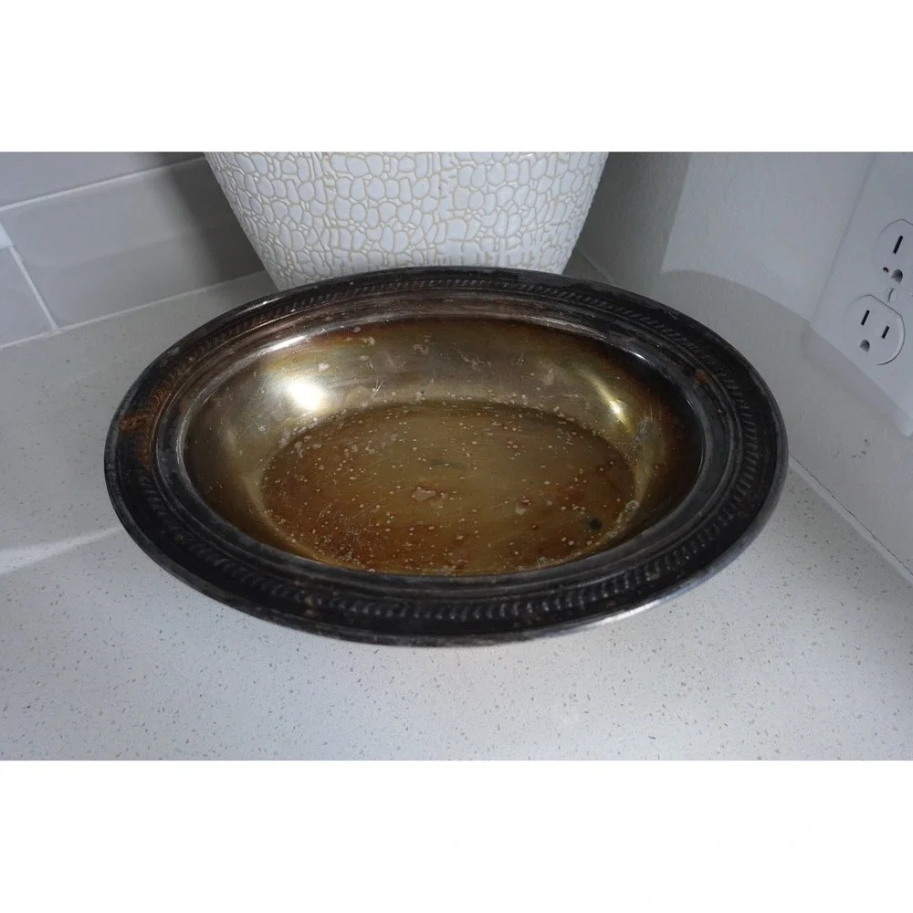 Vintage silver large oval serving platter/ tea serving tray